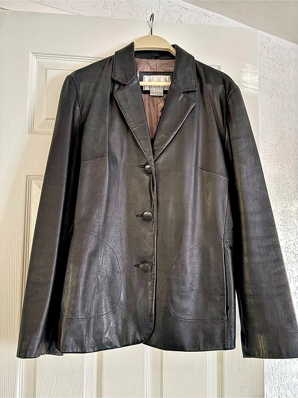 Nine West Women's Leather Jacket Size Large Black